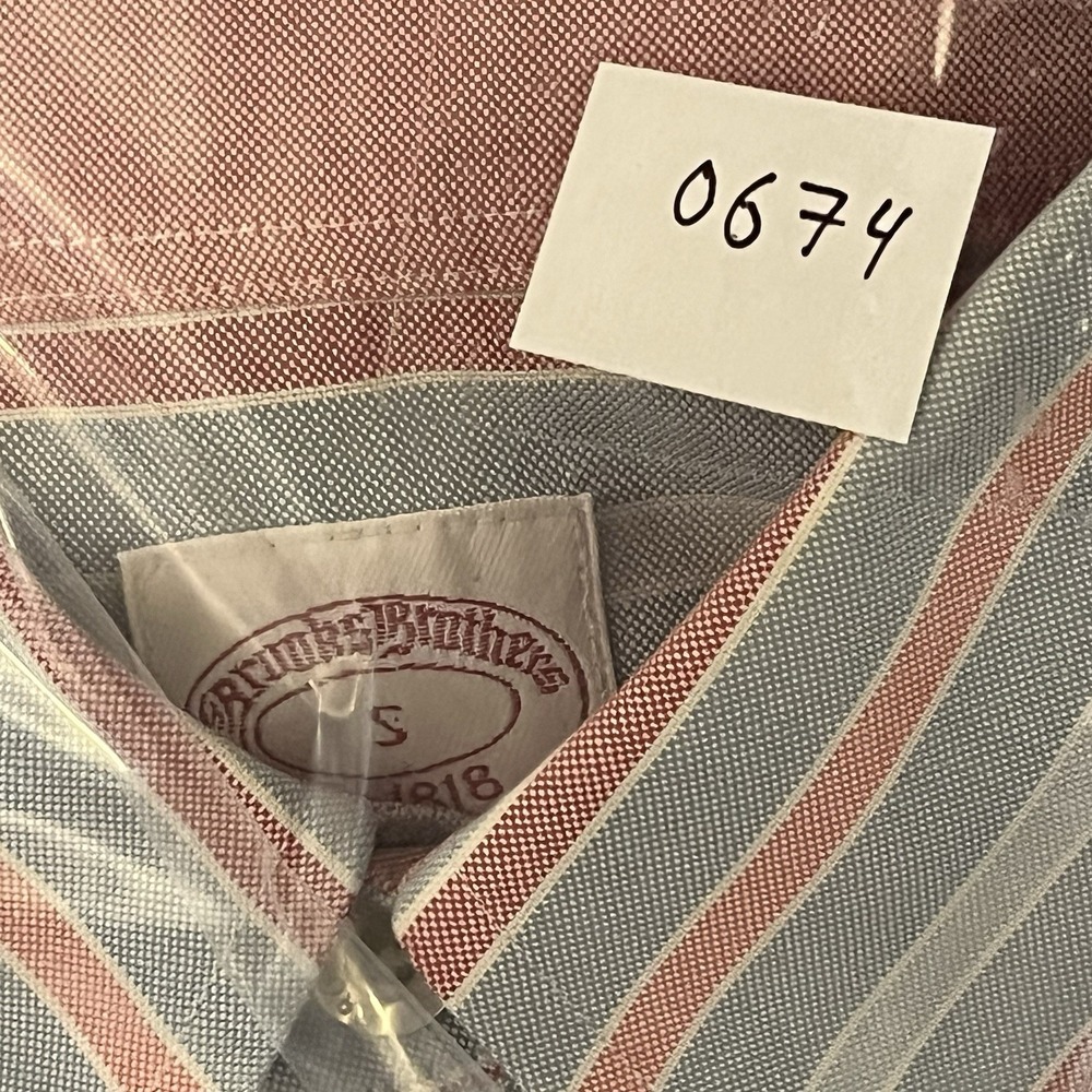 Brooks Brothers Shirt Men Small Blue Pink Striped Regent Fit Button Down READ * - Picture 13 of 13